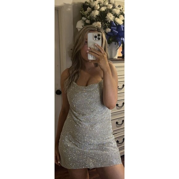 L'AGENCE Dresses & Skirts - L'AGENCE Benson Chainmail Minidress in Silver Crystal Size US 2